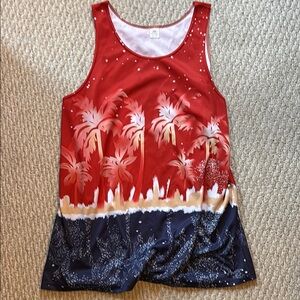 Red and Blue Palm Tree Tank Top